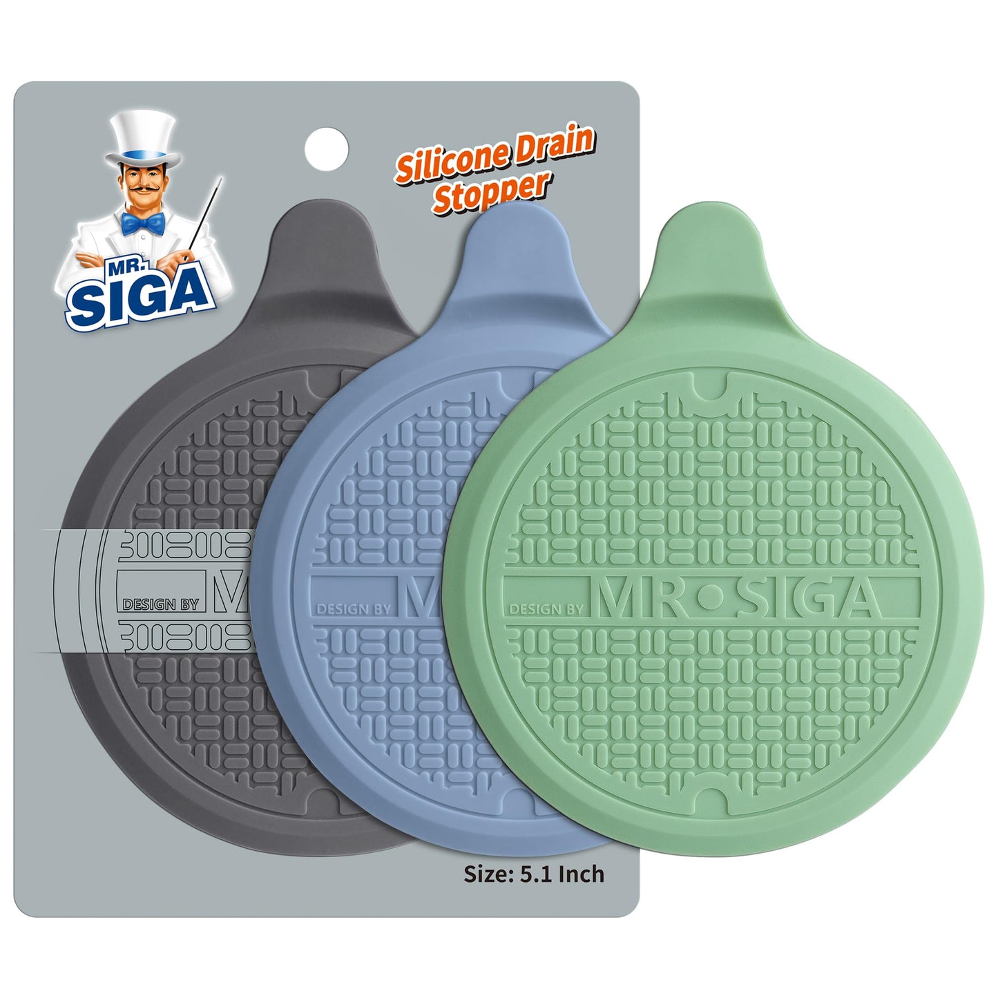 MR.SIGA Silicone Bathtub Stopper, Drain Stopper for Shower, Sink, 3 Pack