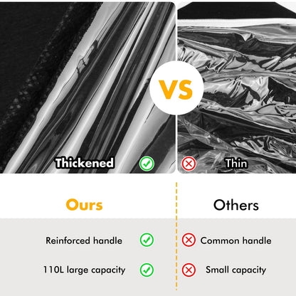 8 Pack Clear Plastic Storage Bags with Zips, 55L Foldable Clothes Storage Boxes Organizer with Reinforced Handle for Bedding, Blankets and Moving