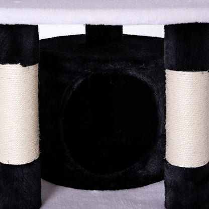 lionto dibea Cat Tree Activity Centre Sisal Climbing Toy, 65 cm, Black/White