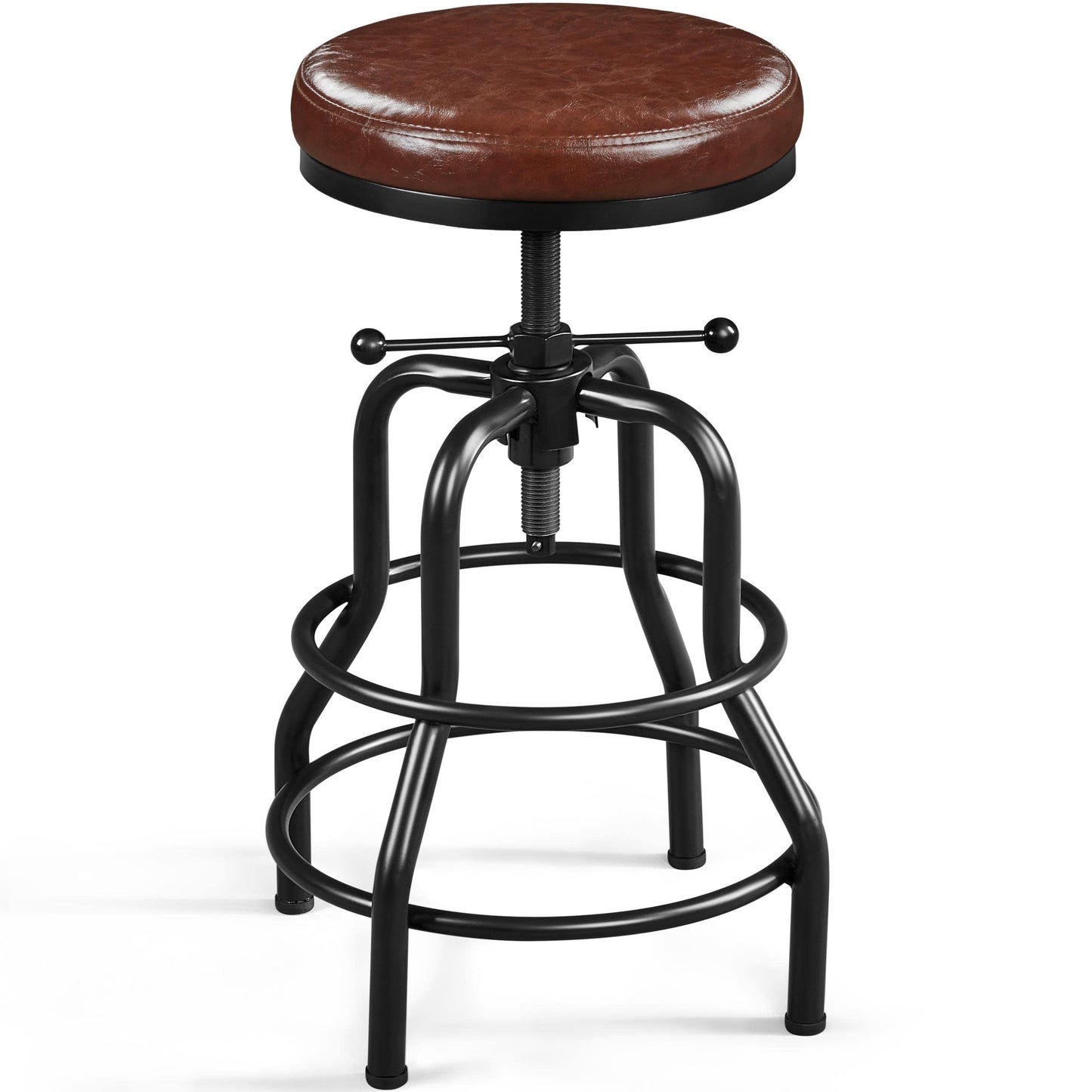Yaheetech Rustic Round Adjustable Industrial Bar Stools, 1PCS Brown