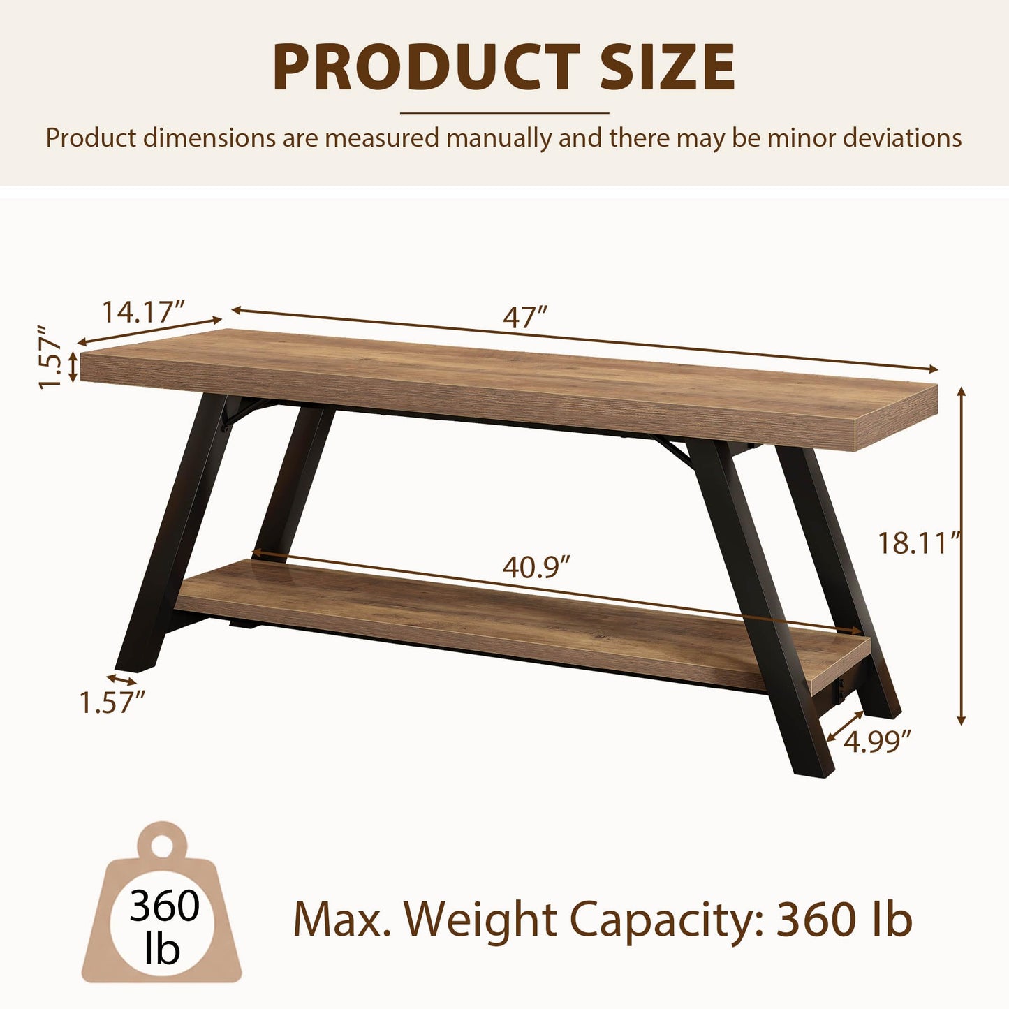 LVB Shoe Storage Bench Entryway Benches for Hallway 120cm Rustic Oak