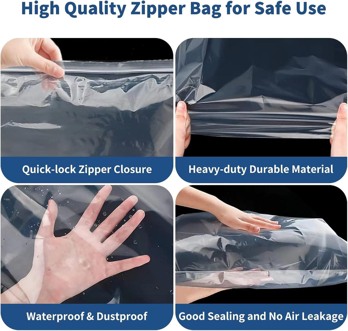 25PCS Reusable Large Travel Clothes Bags Plastic Hospital Bags, Waterproof Ziplock Bag Transparent Large Storage Organiser for Clothes Luggage