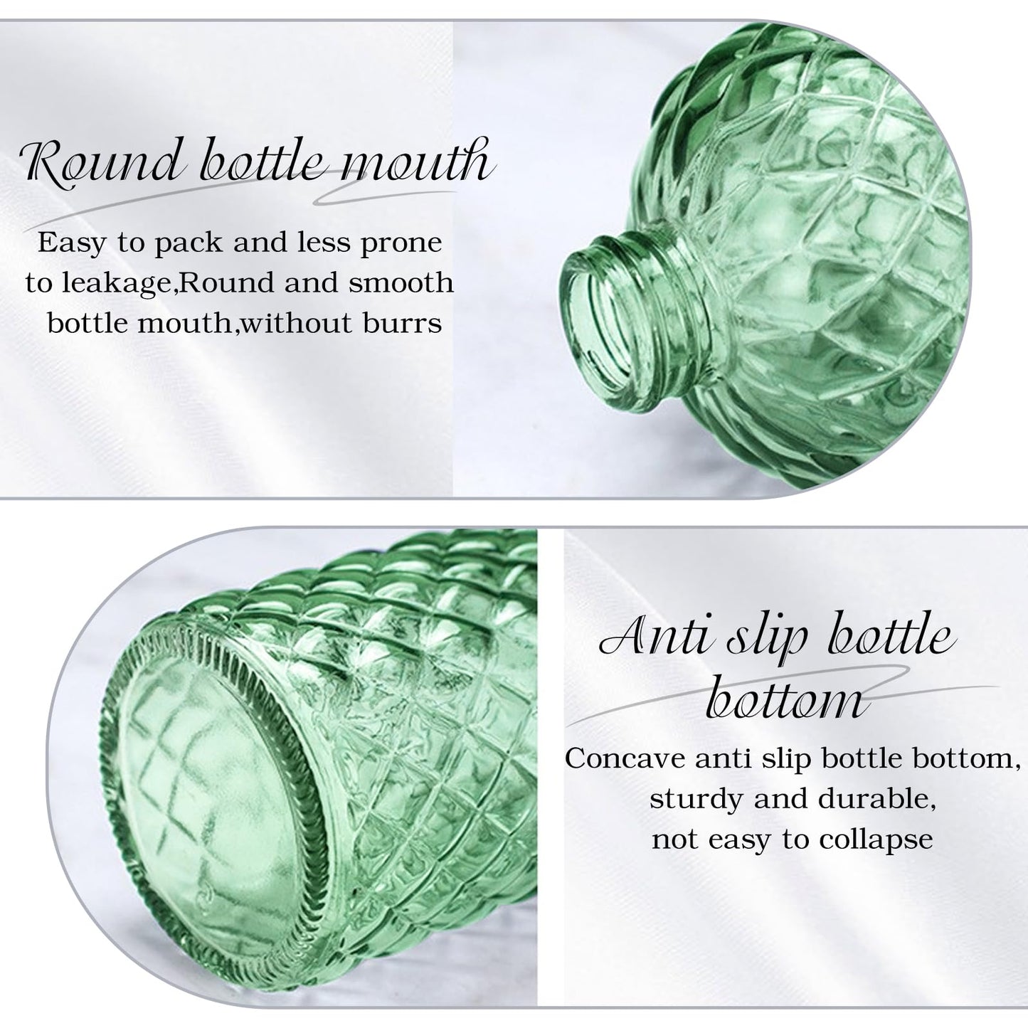 Ulable Green Glass Soap Dispensers, 14OZ/400ML, Set of 2 Pump Bottles