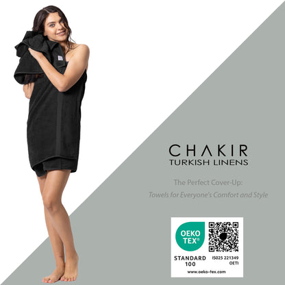 Chakir Turkish Linens | Hotel & Spa Quality 100% Cotton Premium Turkish Towels | Soft & Absorbent 8-Piece Towel Sets, Black
