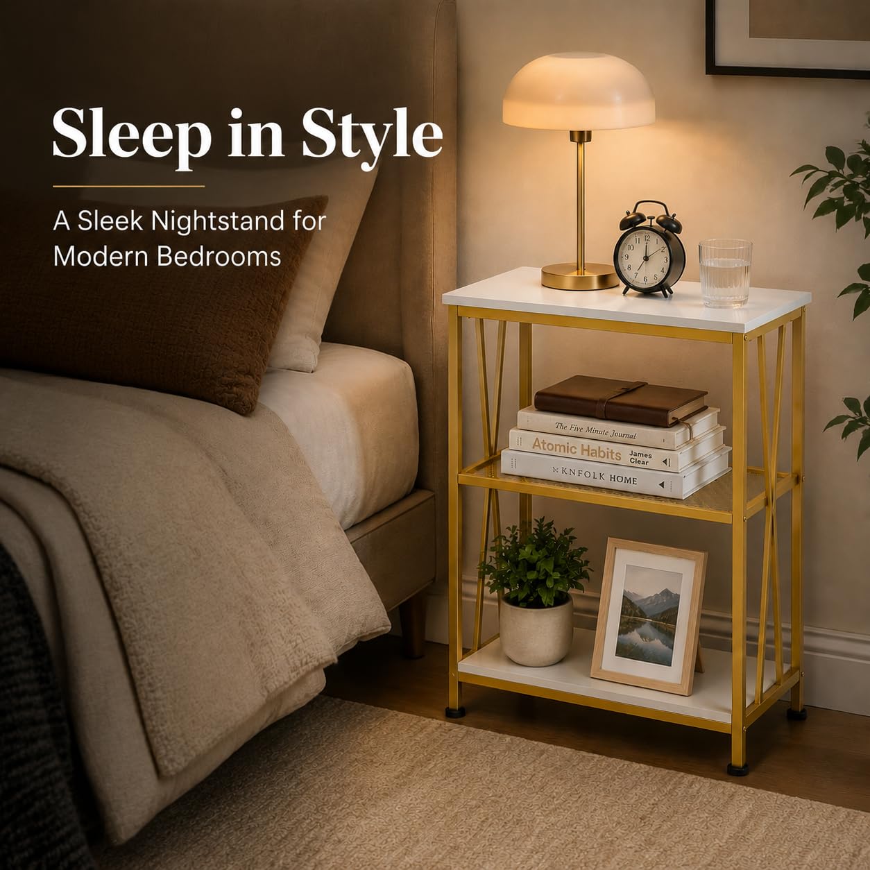 GIOPACO Narrow Side Table,20" Long End Table with 3 Tier Storage Shelves, Small Hallway Table