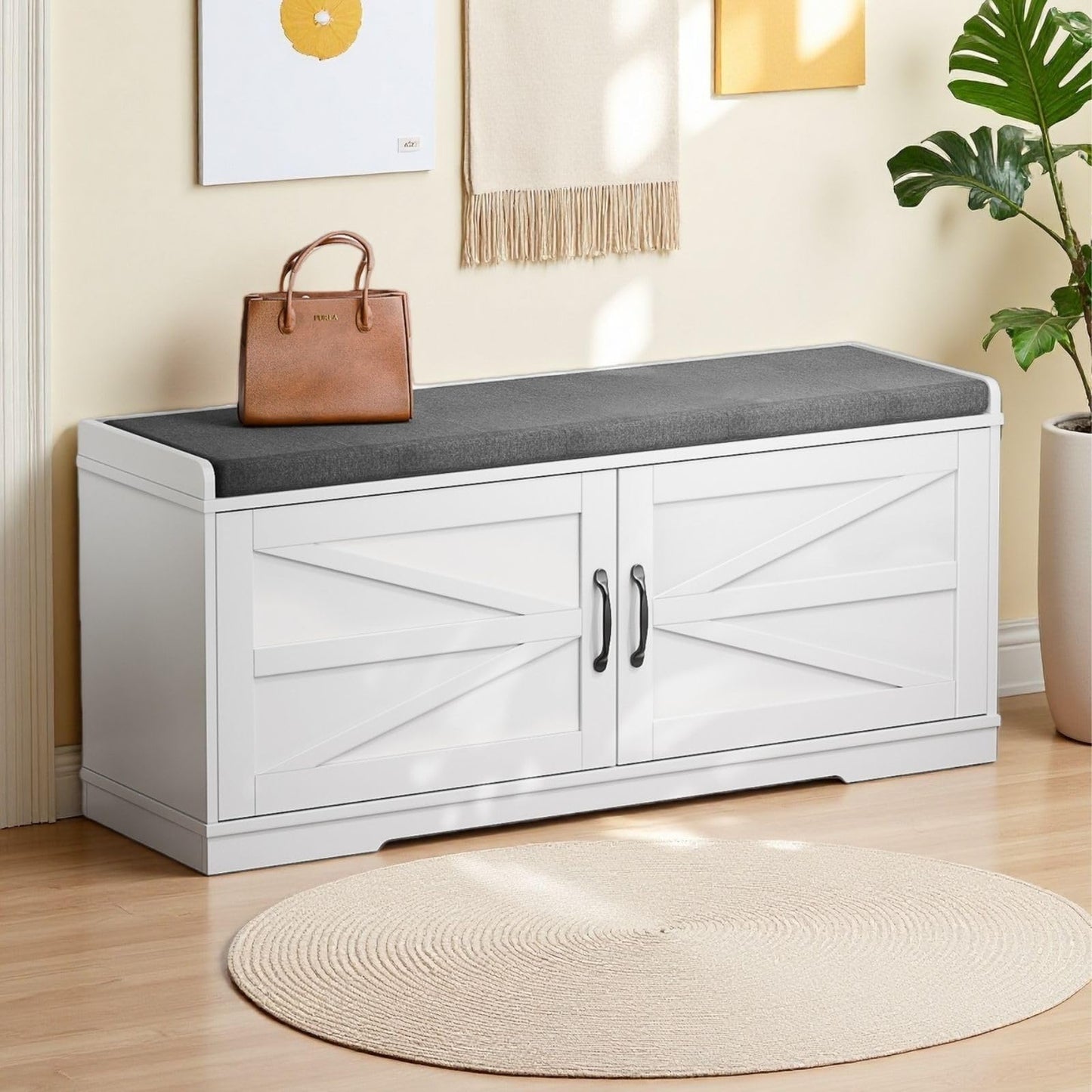 Feonase Shoe Storage Bench with Seat, Shoe Rack with Door, 150kg Load, Closed Shoe Bench, 35 x 100 x 50 cm, Shoe Cabinet for Living Room, Bedroom