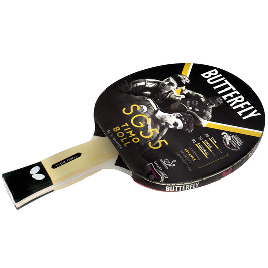 Butterfly Timo Boll SG55 Table Tennis Bat - ITTF Approved 1.5mm Pan Asia Rubber,White