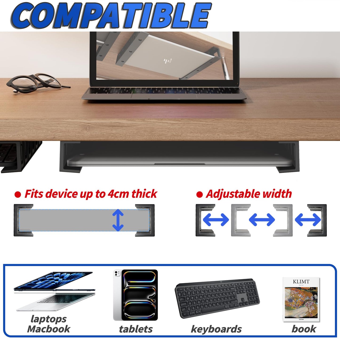 sciuU Under Desk & Wall Mount Holder for Laptop Keyboard TV Box Modem