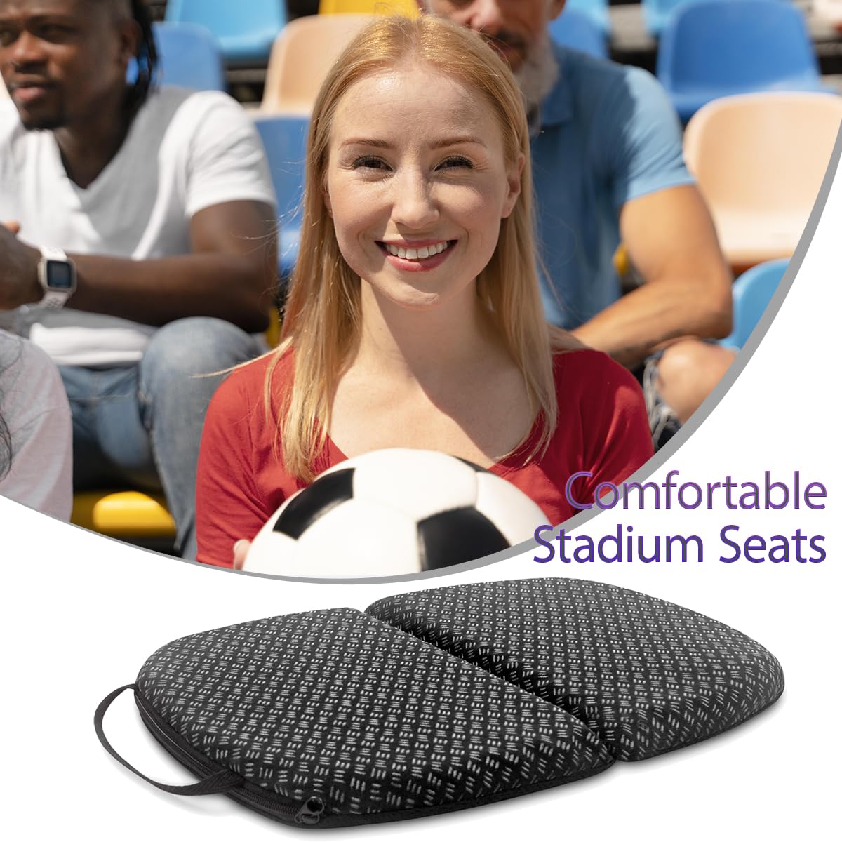 Foldable Gel Seat Cushion for Travel, Portable Chair Cushion of Airy Cooling Gel, Honeycomb Seat Cushion for Stadium & Park Bench