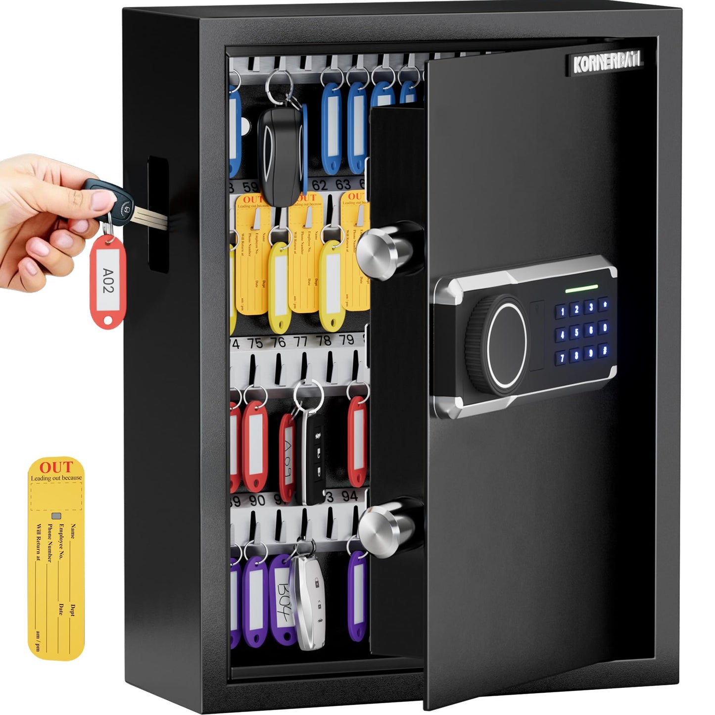 KornerBatl Electronic 103 Key Safe Wall Mounted, Key Lock Box With Code