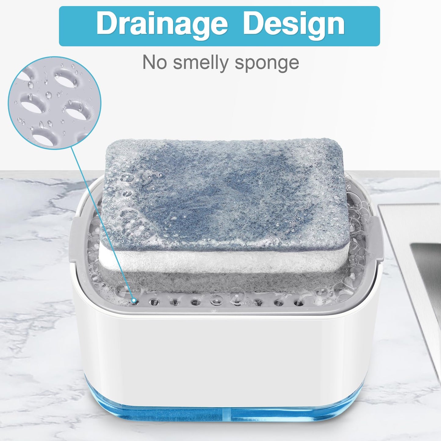 Alyvisun 2 in 1 Soap Dispenser, Dish Soap Dispenser with Sponge Holder