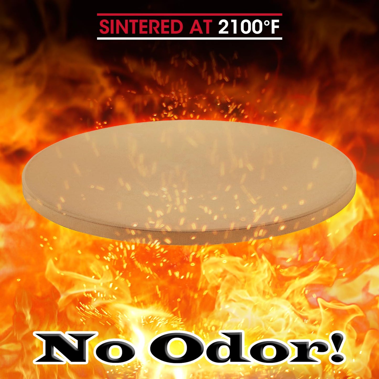 Unicook Pizza Stone, Large Cordierite Baking Stone for Oven and BBQ, Heavy Duty Grill Pizza Slab with Scraper, Ideal for Baking, Round, Dia: 40.6cm