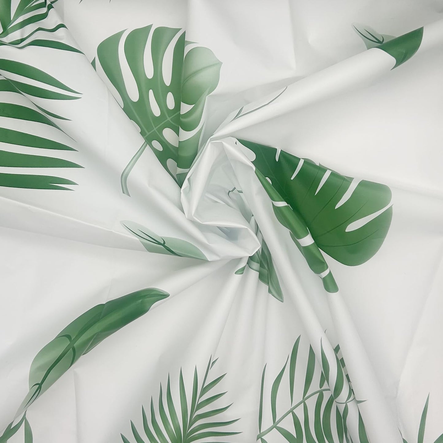 BANLMEYD Shower Curtain Mould Proof Resistant Green Leaf, Premium PEVA Waterproof Shower Curtain