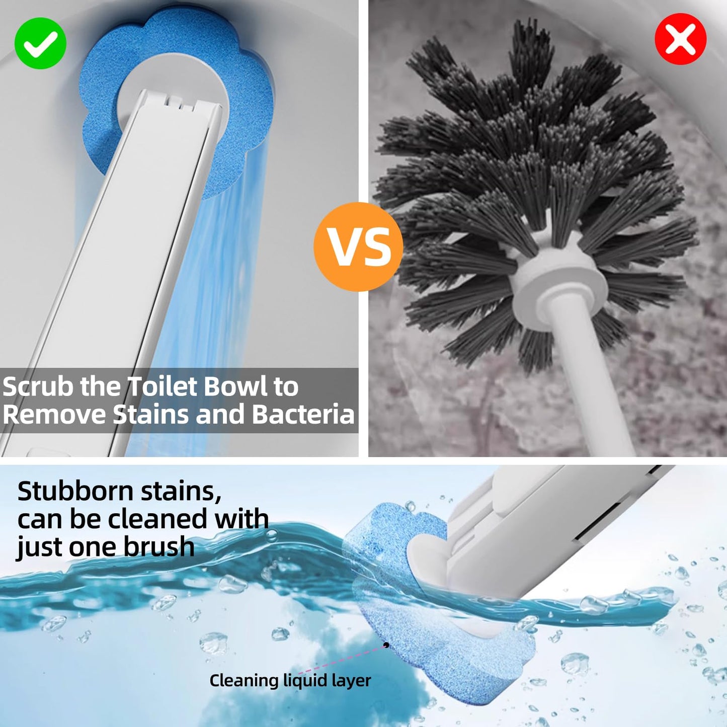 Disposable Toilet Brush Refills with 3 Fresh Scents, Hygienic Cleaning Pads for Bowl Buddy & Compatible Handles, 18-Pack (No Handle Included)