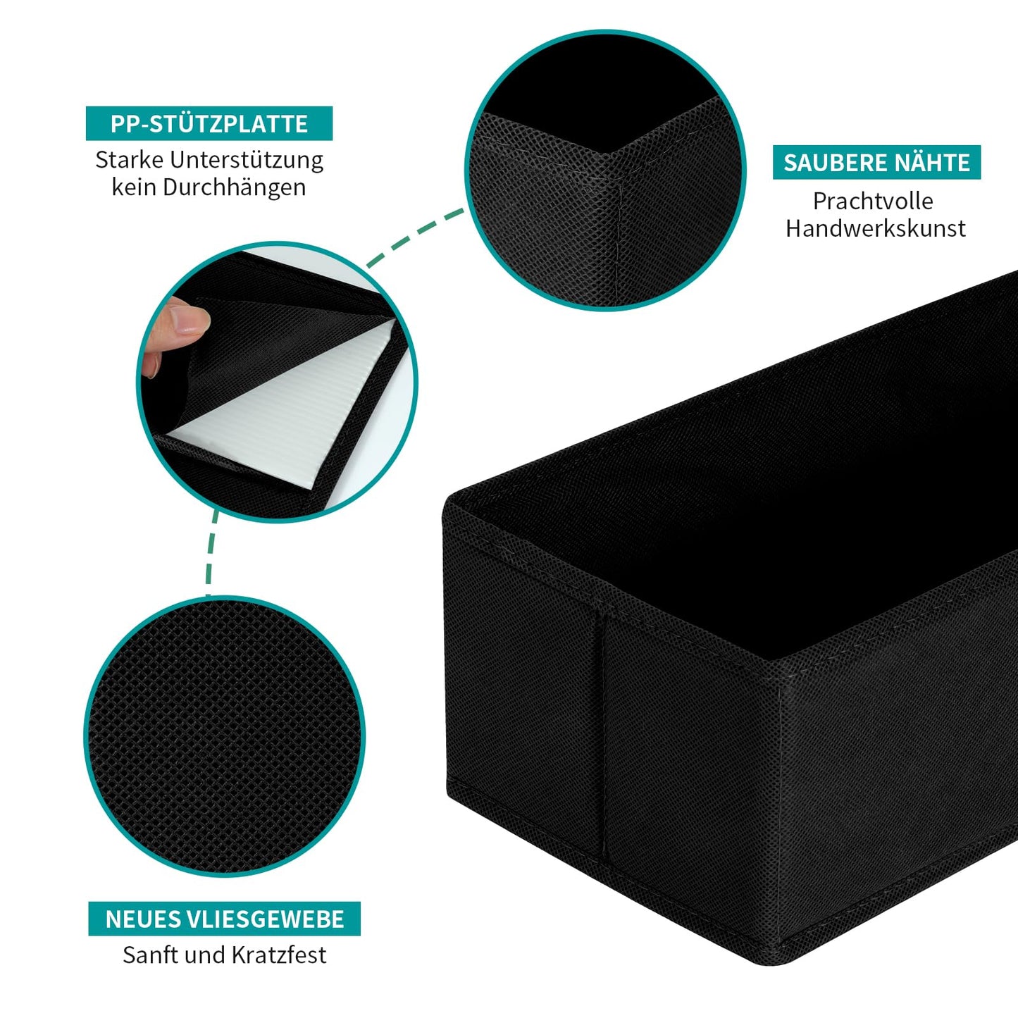 ORLISA Drawer Organiser Clothes Compatible with PAX Wardrobe 75 x 58 cm Sturdy Base, Foldable, & Robust, Set of 6, Black