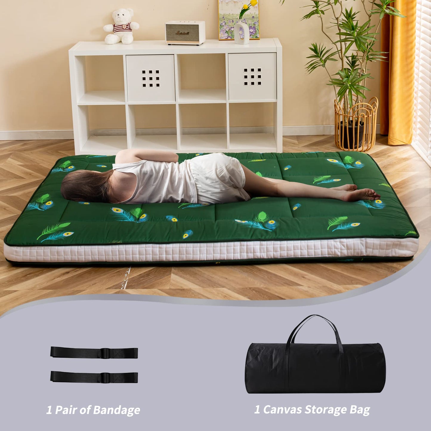 MAXYOYO Futon Mattress, Padded Japanese Floor Mattress Quilted Bed Mattress Topper