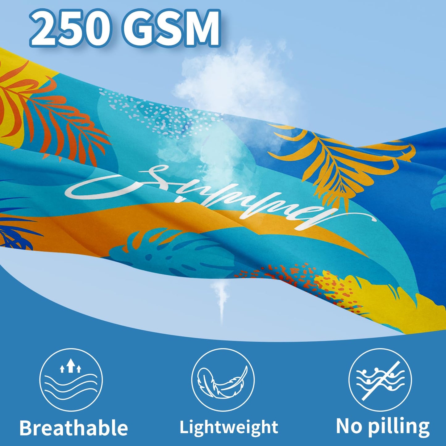 Microfibre Beach Towels for Adults - 200x90cm 2 Pack Extra Large Beach Towels in Gift Boxed, 250 GSM, Sand Free
