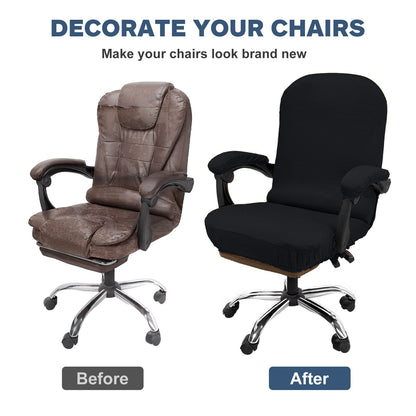NeColorLife Office Chair Cover with Armrest Covers Stretchable Desk Chair Cover with Zipper Thick High Back Office Seat Cover for Extra Large