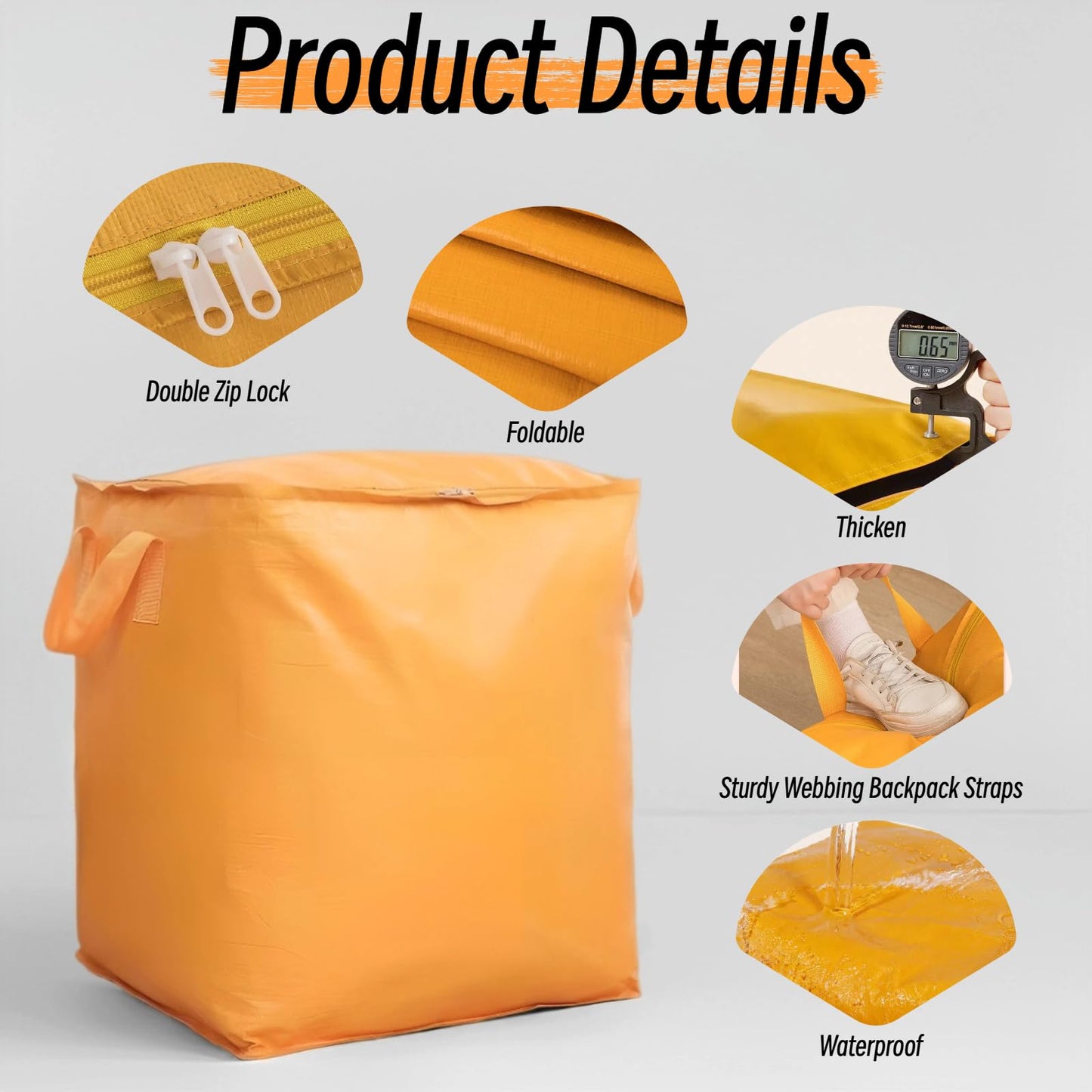 3-Pack 240l Large Moving Bags – Heavy Duty Waterproof Removal Bag with Double Zip Pulls,Ideal for Moving, College Dorms, Loft Storage