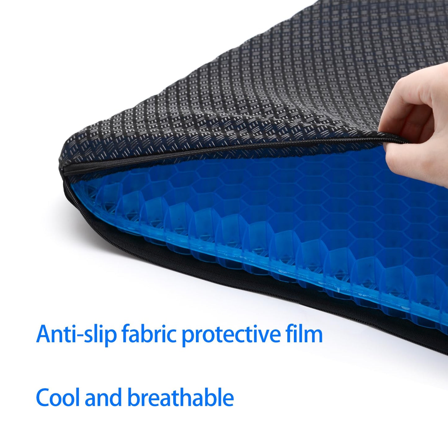 2022 NewLarge Gel Seat Cushion, Honeycomb Design Double Thick Gel Cushion with Relieving Back coccyx Pain Pressure
