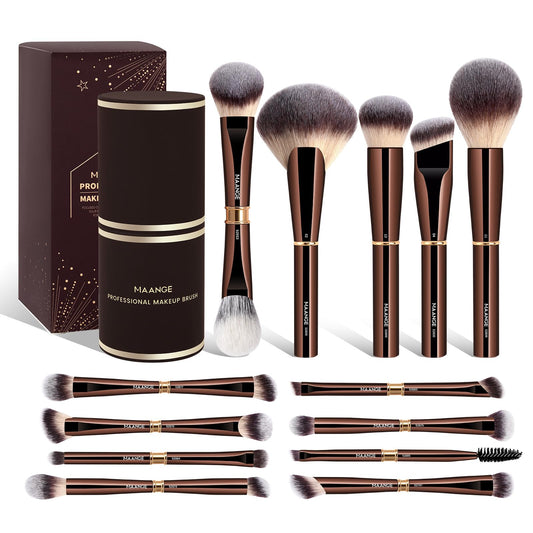 MAANGE Makeup Brushes - 13Pcs Makeup Brush Set for Foundation Powder Concealers Blush Eyeshadow, Premium Quality Face & Eye Make Up Brushes,