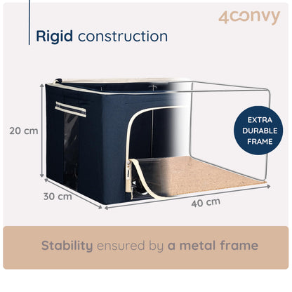 4CONVY Foldable Clothes Storage Boxes with Steel Frame - Stackable Storage Bags with Zipper - Collapsible Wardrobe Organiser for Clothes