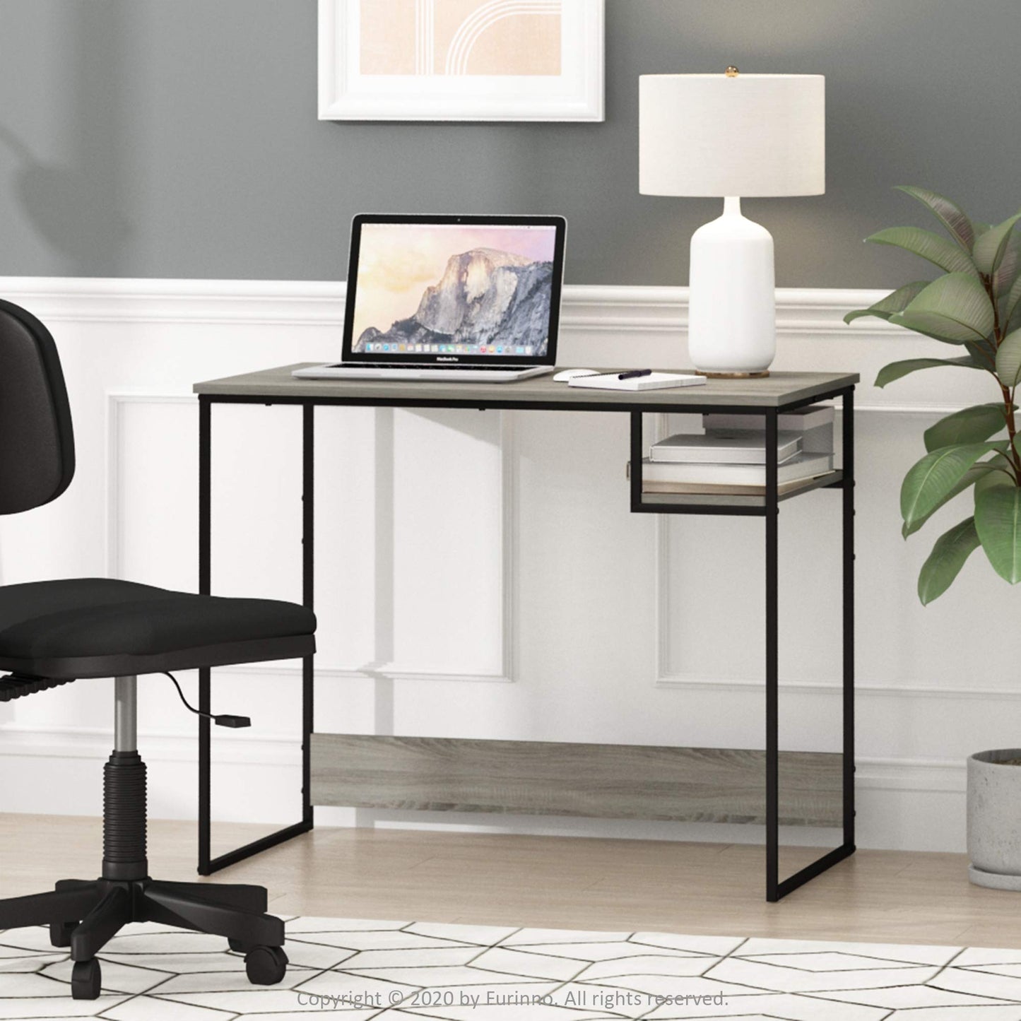 Furinno Moretti Modern Lifestyle Study Desk, Computer Desk, 90 cm (W), French Oak Grey