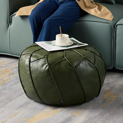 Louis Donné Premium Artisanal Leather Pouffe, Handmade Unstuffed Ottoman Round Pouf Cover, Footstool, Round Pouffe Foot Stool Floor Cushion… lvse109