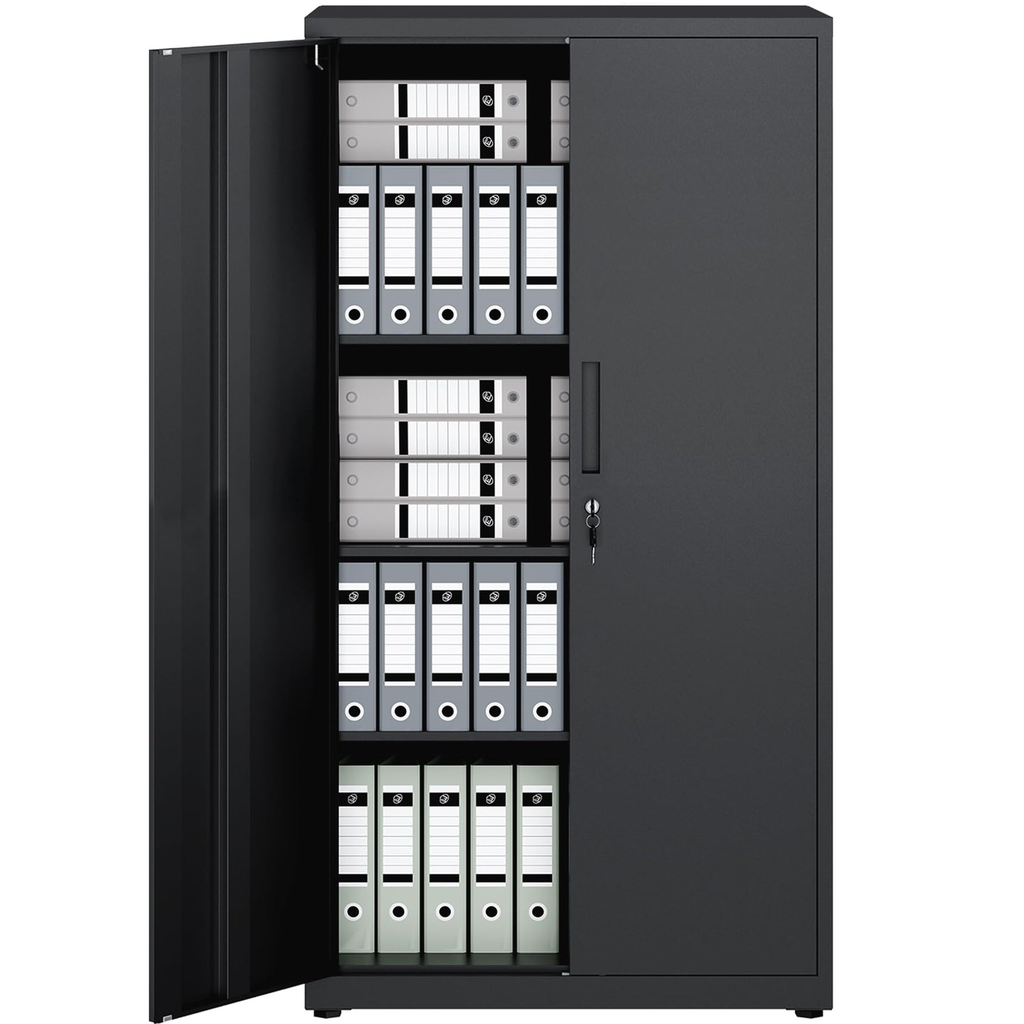 LAND·VOI Steel Storage Cabinet, 4-Tier Lockable Cabinet with Adjustable Shelves, Double-Door Cupboard Storage, For Home, Office Storage