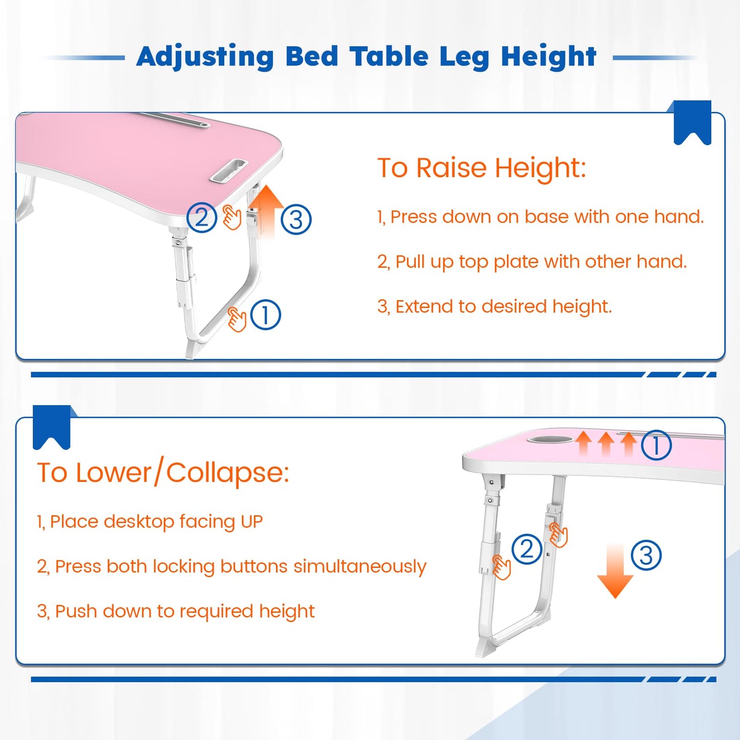 Laptop Desk, Laptop Bed Table with Cup Slot, Reading Holder Notebook Stand Breakfast Tray Book Holder for Sofa, Terrace, Balcony