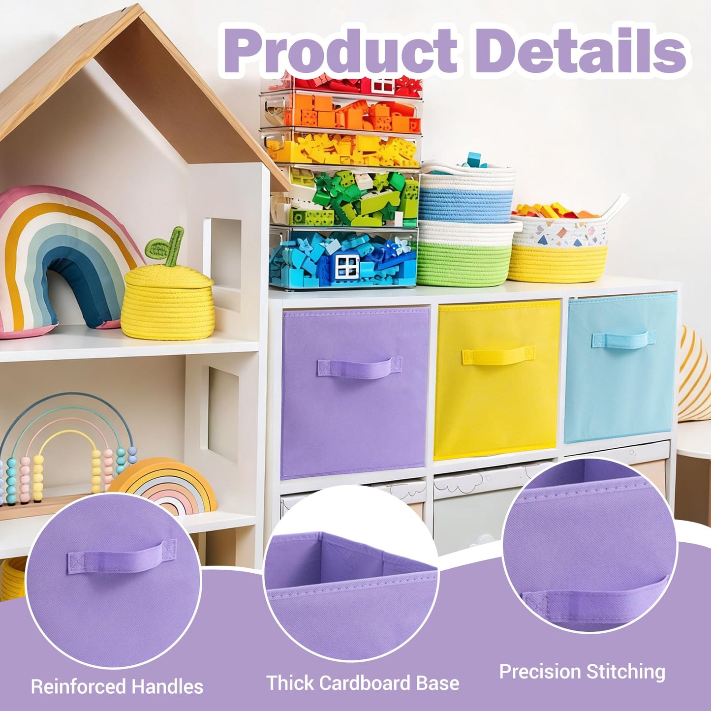 YTSMFL 6 Pack Storage Bins, Foldable Fabric Storage Cubes Cloth Storage Organizer Non-Woven Fabric Storage Boxes Drawer for Closet and Toys Storage