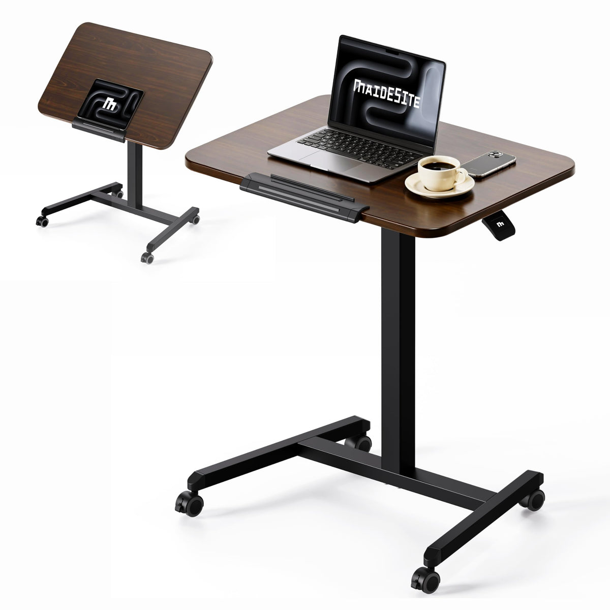 MAIDeSITe Fit Pro Over Bed Table with Wheels, Height Adjustable Desk