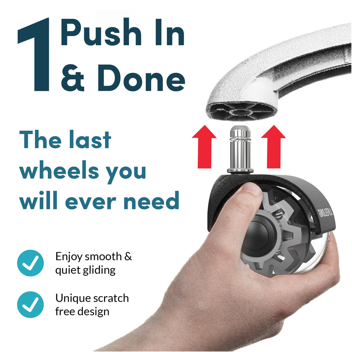 Lifelong Office Chair Dual Wheels Replacement Rubber Chair Casters for Hardwood Floors and Carpet, Set of 5