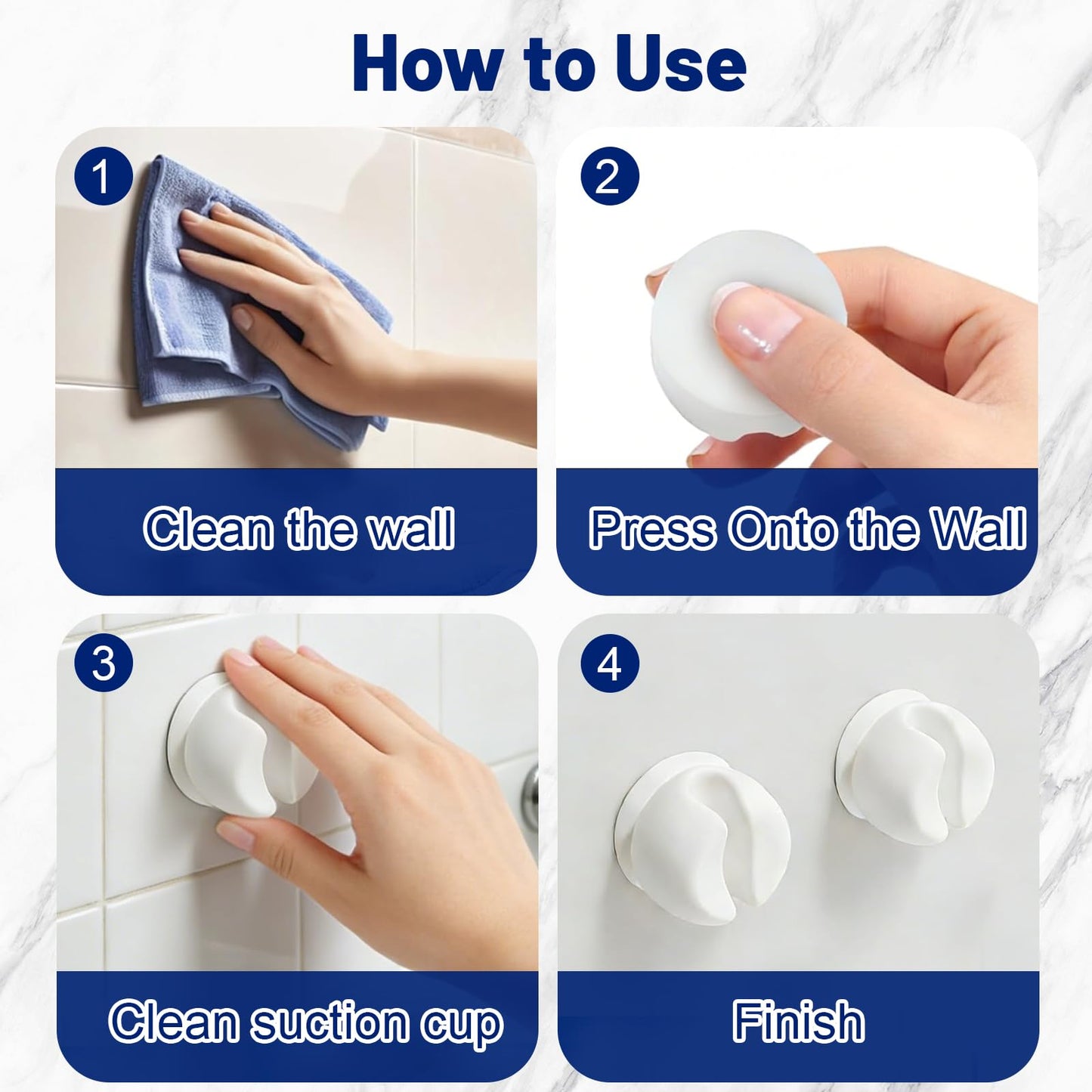 4PCS Suction Toothbrush Holder, Toothbrush Holder Wall Mounted with Suction Cup, Toothbrush Wall Holder for Sink