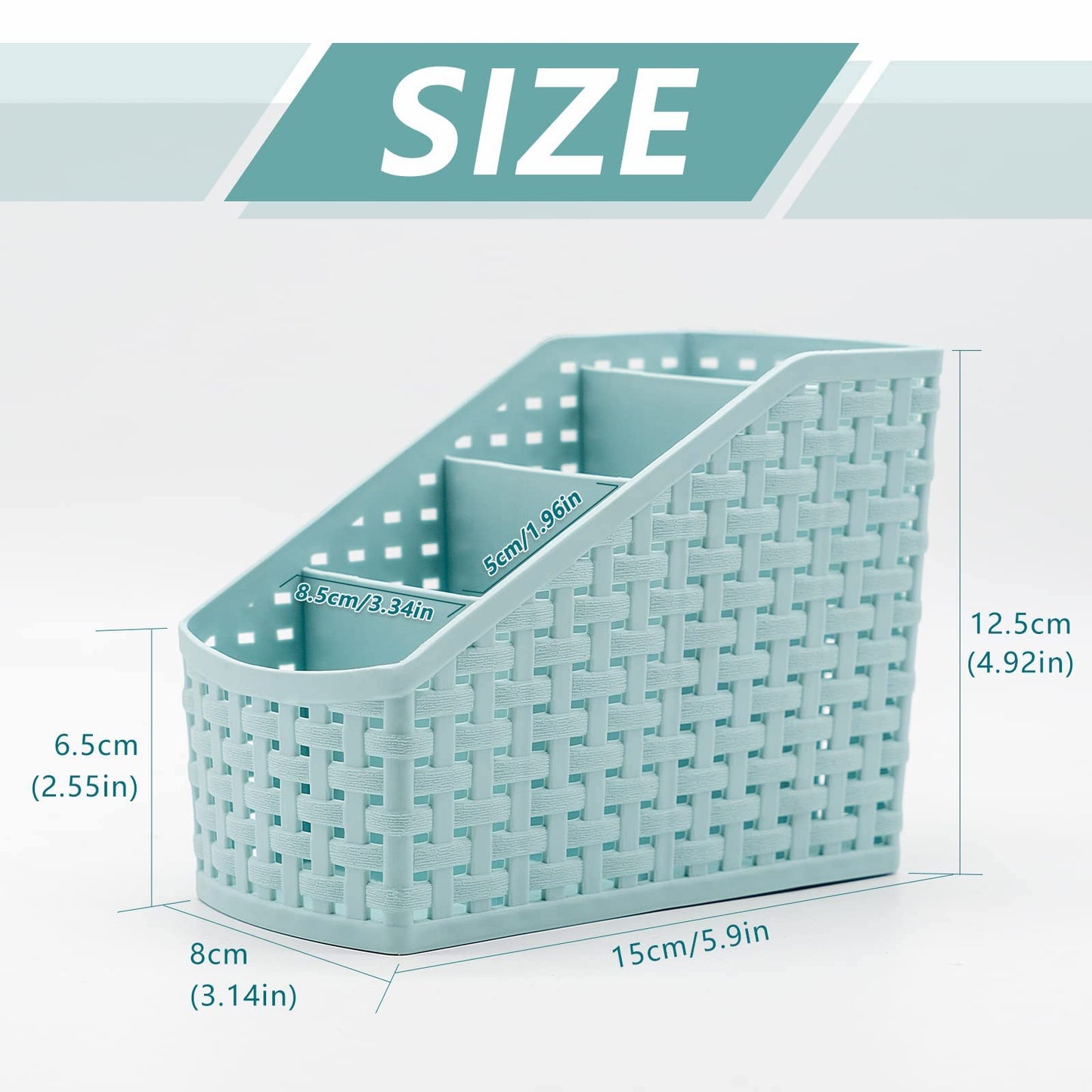 Fai Top 4 Grid Plastic Storage Basket Blue