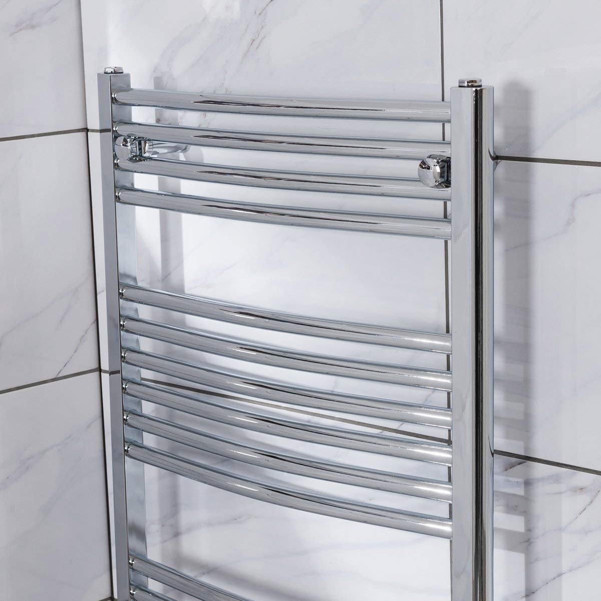 Warmehaus Curved Heated Bathroom Towel Rail Radiator 1200x600 Chrome