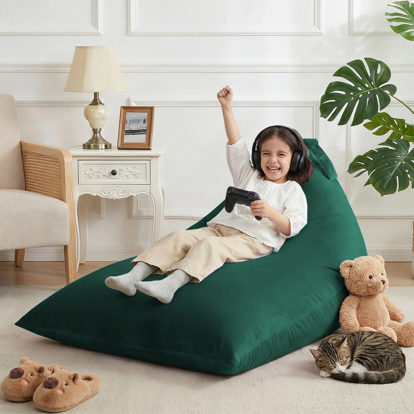 Nobildonna 4ft Bean Bag Chair Cover (No Filler) for Adults, 400L Extra Large Premium Velvet Beanbag Chair Cover