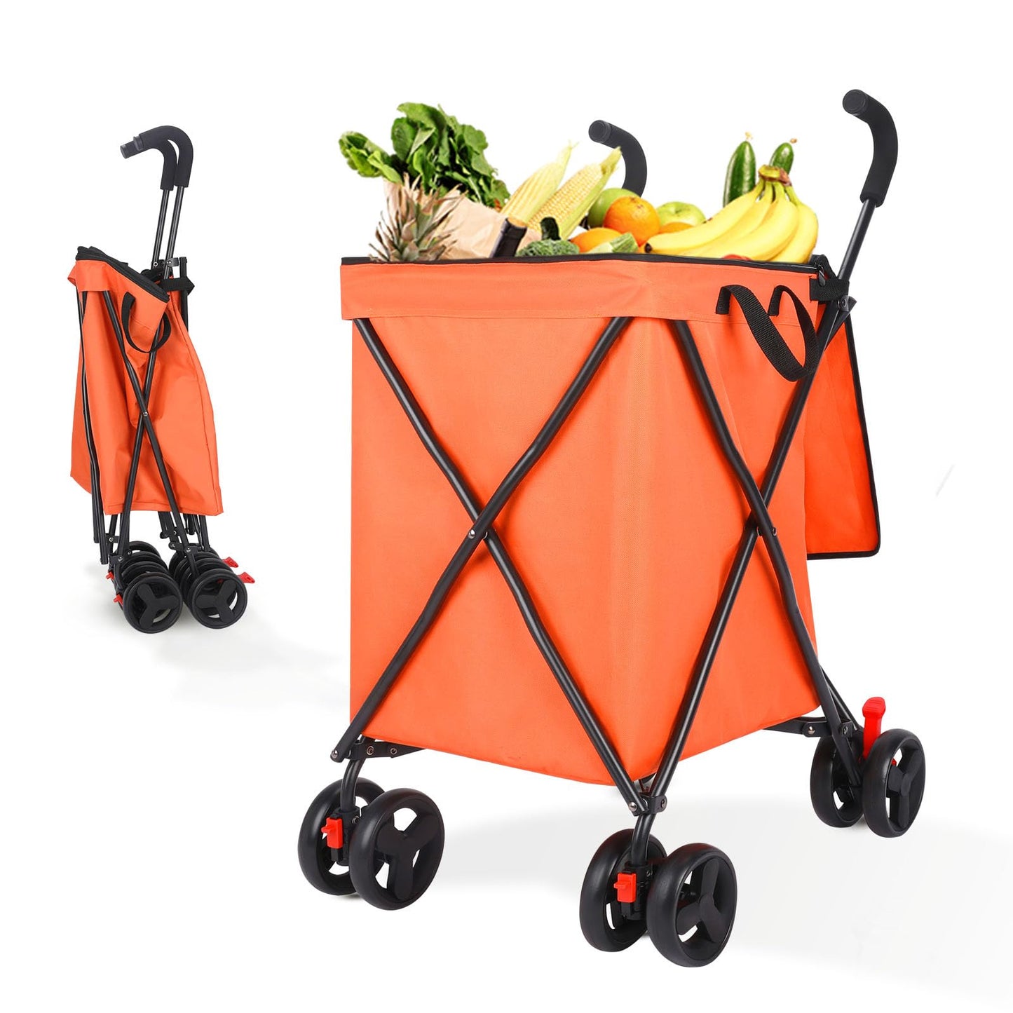 Shopping Cart, Collapsible Folding Utility Wagons Carts Heavy Duty, The Original Patented, 180lbs Capacity