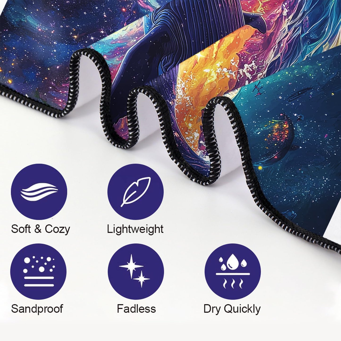 YISUMEI Galaxy Whale Beach Towels for Adults Extra Large 180 x 90 cm, Microfibre Lightweight Quick Dry Towel for Swimming Pool Cruise Travel Sports