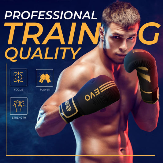 EVO Fitness Matte Black Boxing Gloves and Pads Set Punching Focus Mitts Hook and Jab Hand Target Strike Shield Training Sparring MMA Martial Arts Muay