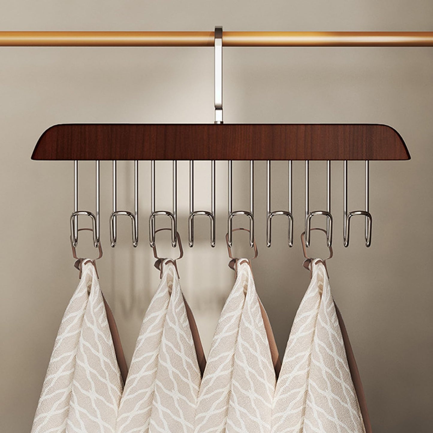 Wooden Belt Hanger 2 Pack, Non Slip Bra Hangers(Brown)