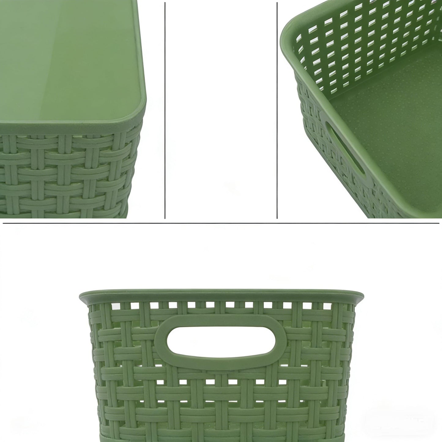 Vareone 6 Pack Pantry Plastic Storage Baskets, Organizer Container with Handle Organization Bins, Ideal for Kitchen, Bathroom