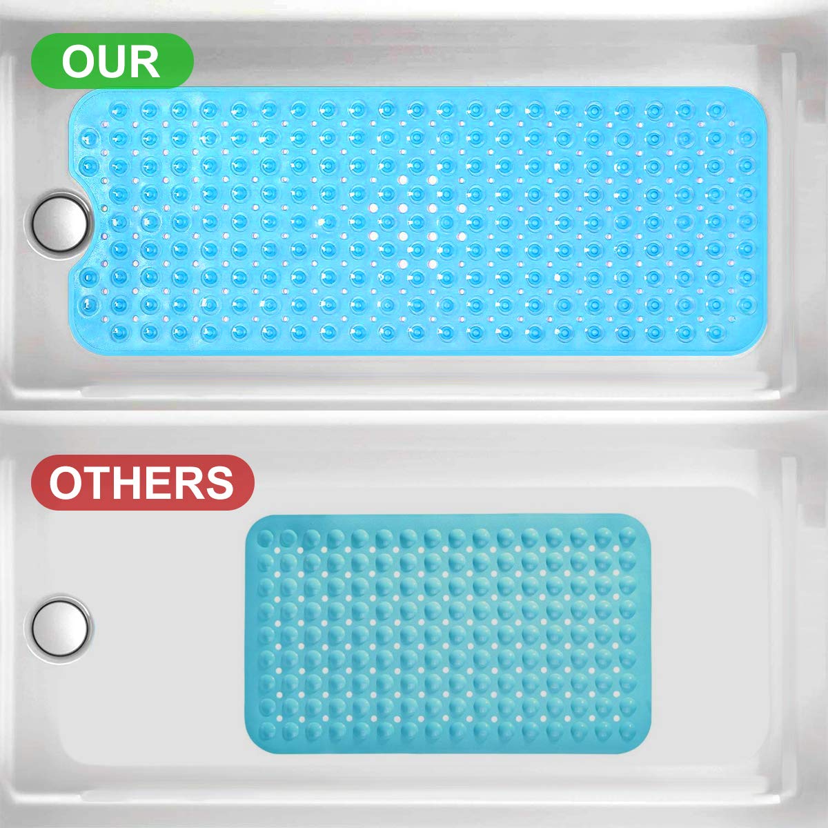 BoloShine Bathtub Mat Shower Mats, Non Slip Square Bath Mat with 200 Suction Cups, Anti Mould Bathroom Safety Mat for Baby Kids Elderly
