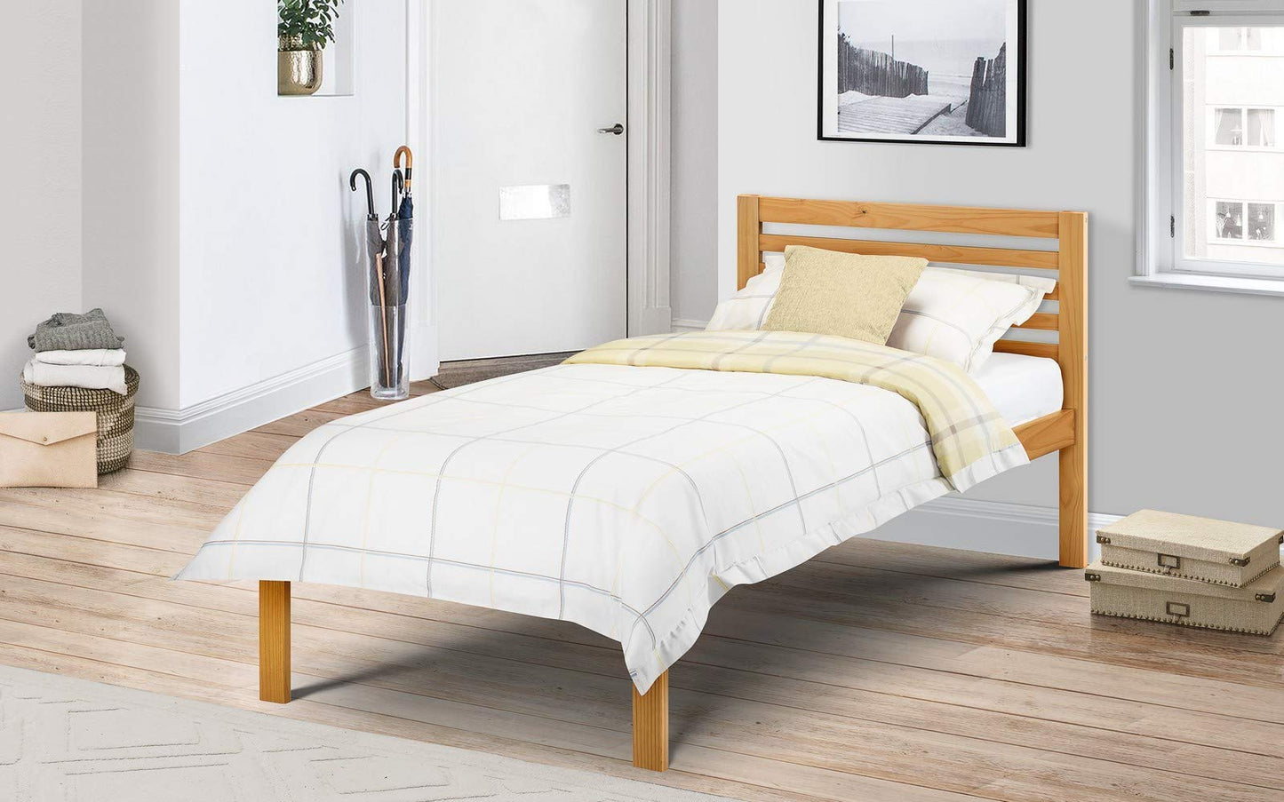 Julian Bowen Slocum Bed, Single, Solid Wood, Pine Effect - W100 x D195cm