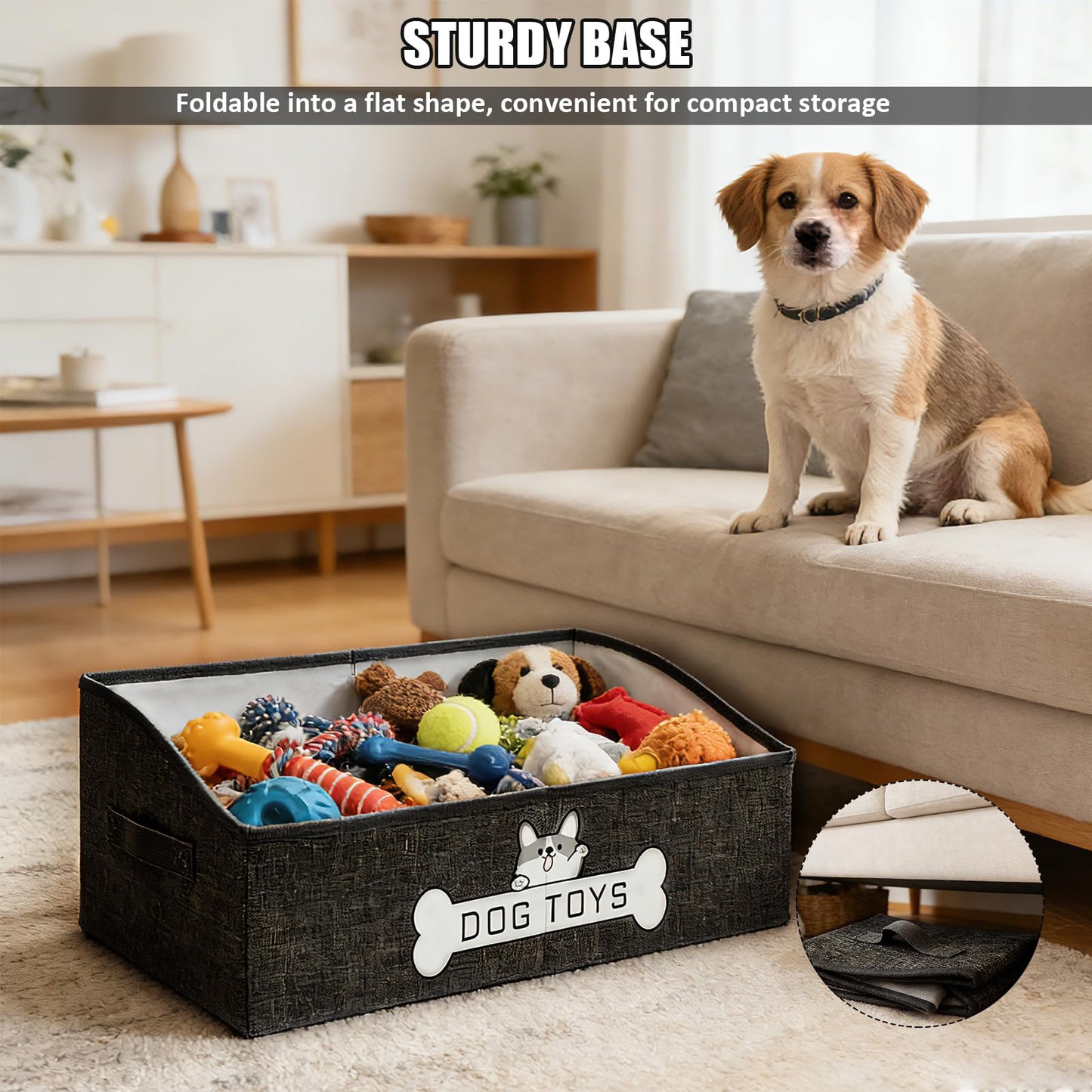 Rzspher Dog Toy Box, 50x29x22 cm Foldable Fabric Trapezoid Organizer Boxes