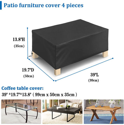 Patio Furniture Cover 4-Piece,Outdoor Garden Furniture Covers ,Upgraded 420D Heavy Duty Oxford Fabric Garden Table Cover with Air Vent Windproof Patio
