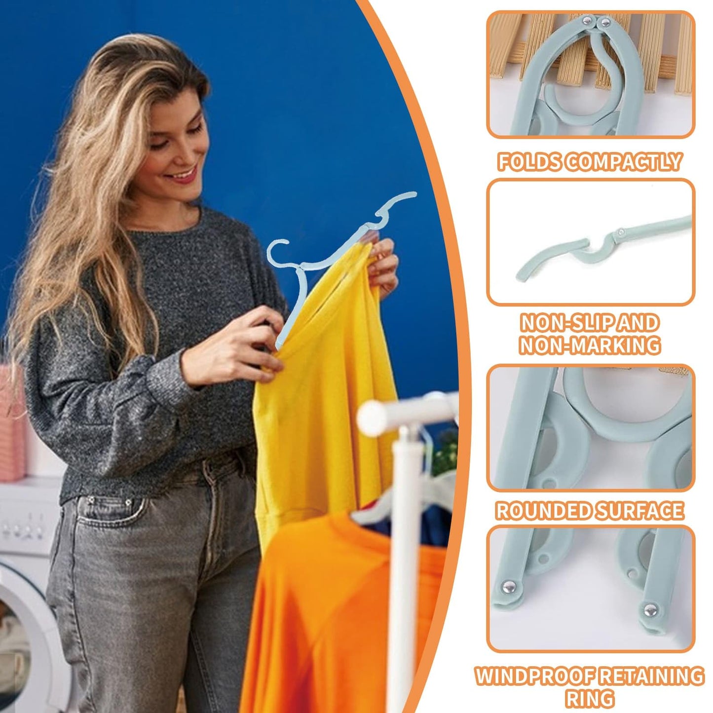 20 PCS Folding Clothes Hangers,10 Color Portable Travel Coat Hanger