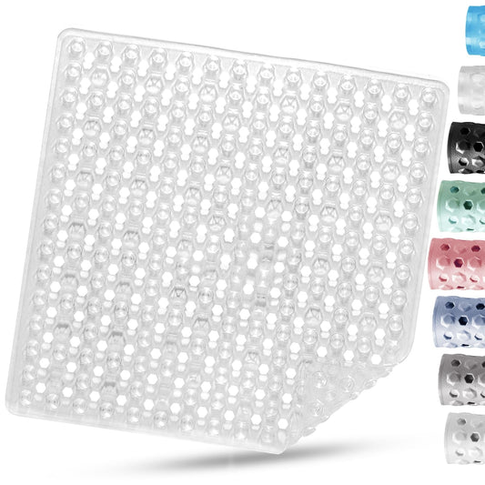 DOPROP Square Shower Mat Non Slip Anti Mould for Inside Shower 53x53cm PVC Bath Mats for Inside Shower Walk In Shower Tray with Suction Cups Drain