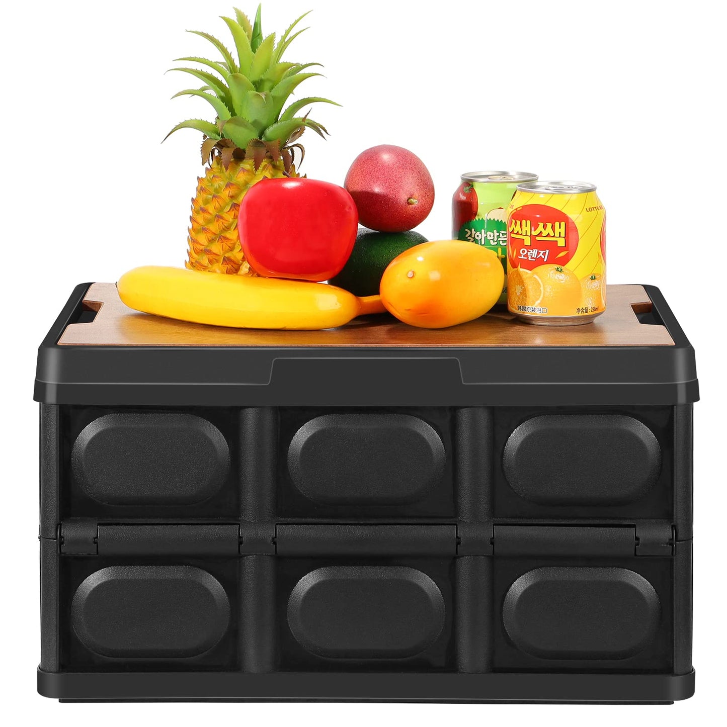 Tuevob Folding Storage Bin with Lid 30L Storage Box Container Stackable Shelf Baskets Cloth Closet Car Organizer Outdoor Picnic Transport Box Clothes