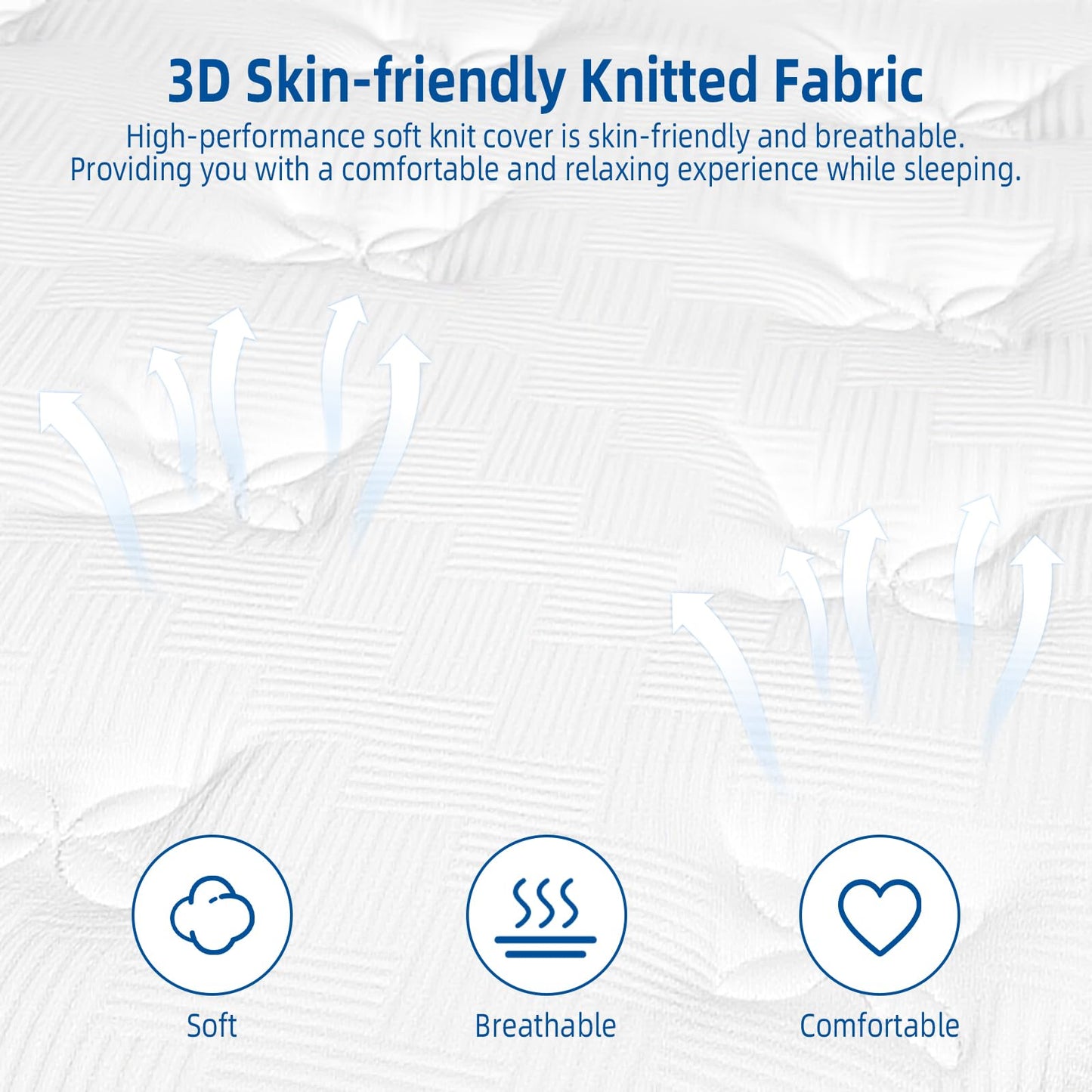 Lavfine Double Mattresses - 4FT6, Memory Foam Mattress with Pocket Springs Hybrid, Medium Support, Motion Isolation, Breathable Soft Fabric